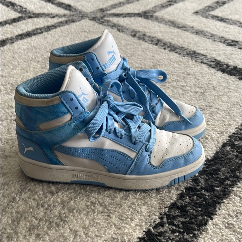 Puma Blue and White High-Top Sneakers